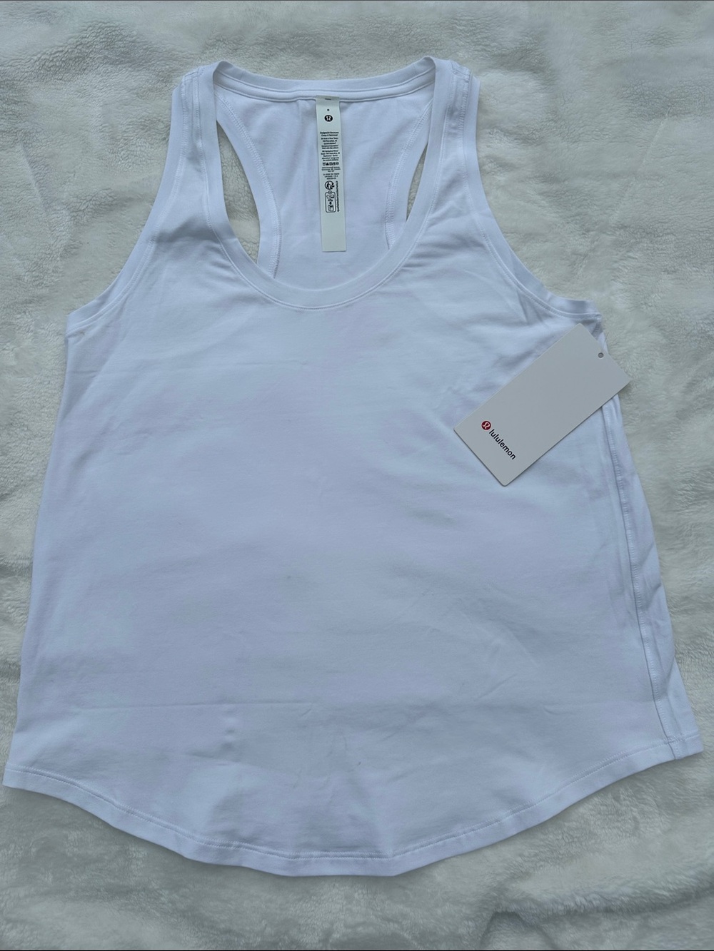 LULULEMON ATHLETICA  White Racerback “Love Tank” Sz 8 Breathable Cotton Stretch